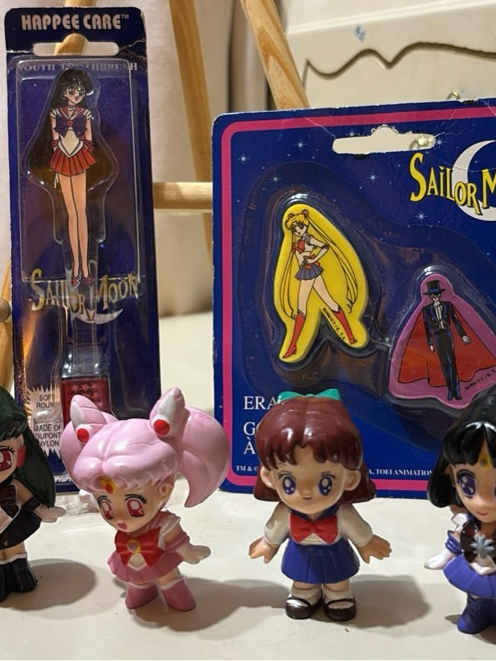 Vintage 4 Sailor Moon Figures - Pink & Multicolor Set by Happee Care.Saturn DIC